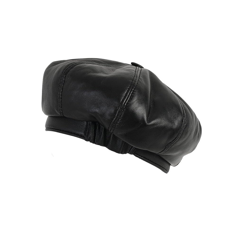 Mumcu's Leather Newsboy Hat, Women Men Unisex 8 Panel Cabbie